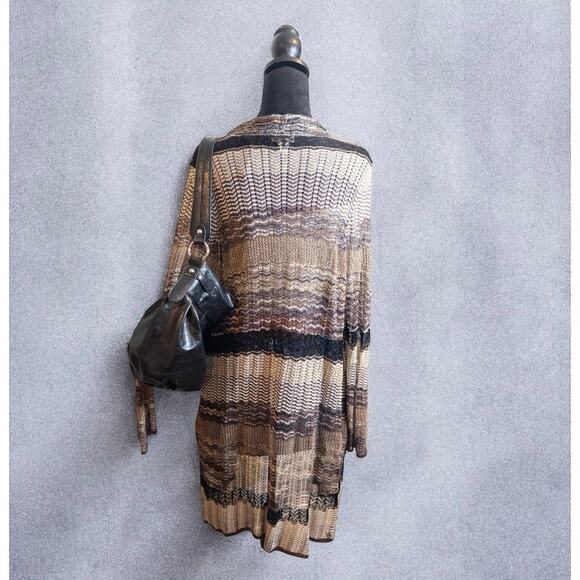 Chico’s Danika Neutral Space Dye Loose Knit Striped Open Cardigan Large - Picture 3 of 9